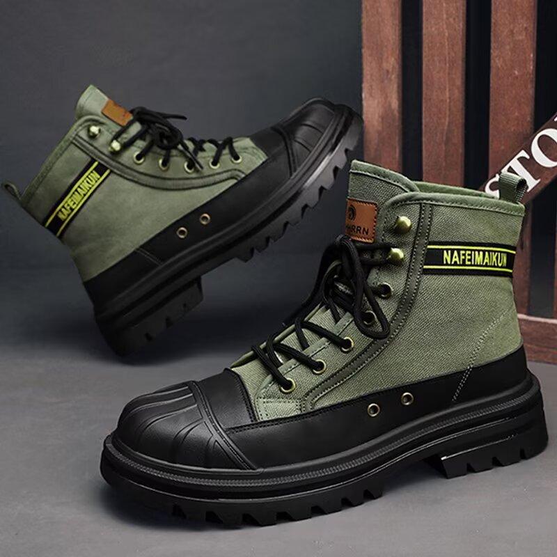 Fashion Versatile Men's High Top Canvas Shoes Breathable Comfortable Sneakers Casual Shoes Walking Shoes Hip Hop Sneakers for Teens