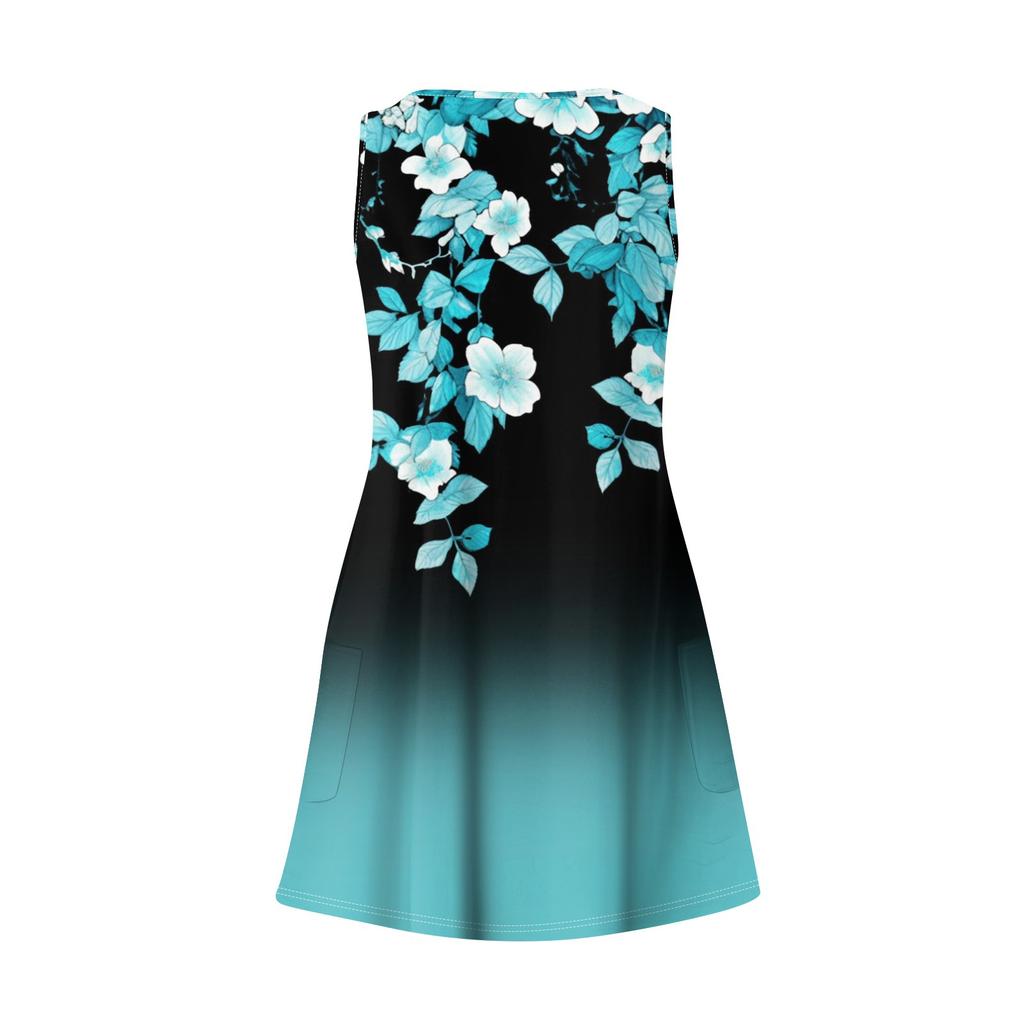 Women's Casual Sundress With Pockets Summer Boho Beach Dress Floral Blouses For Women T-Shirts Dress V Neck Loose Tank Dresses