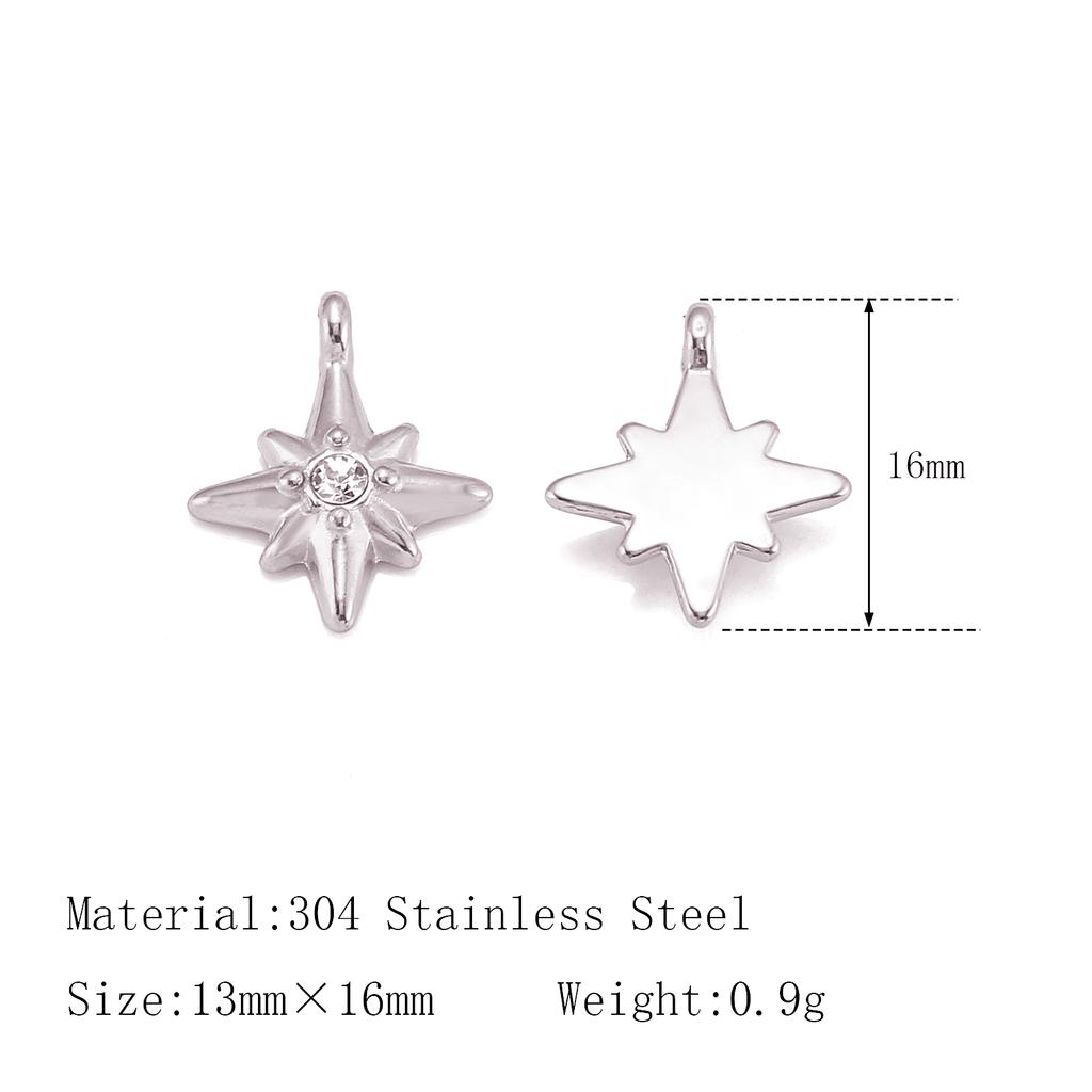 3Pcs Stainless Steel Star/Moon/Sun Charms Rhinestone/Natural Shell Pendant Handmade Necklace Earring DIY Jewelry Making Supplies