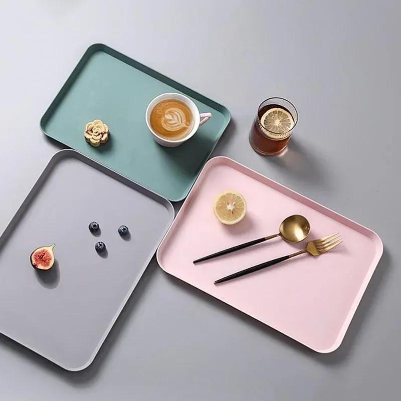 2024 Exquisite Nordic Multi-Function Rectangular Plastic Serving Tray Kitchen Organizer Home Kitchen Fruit Dessert Trayfor Plastic kitchen organizer