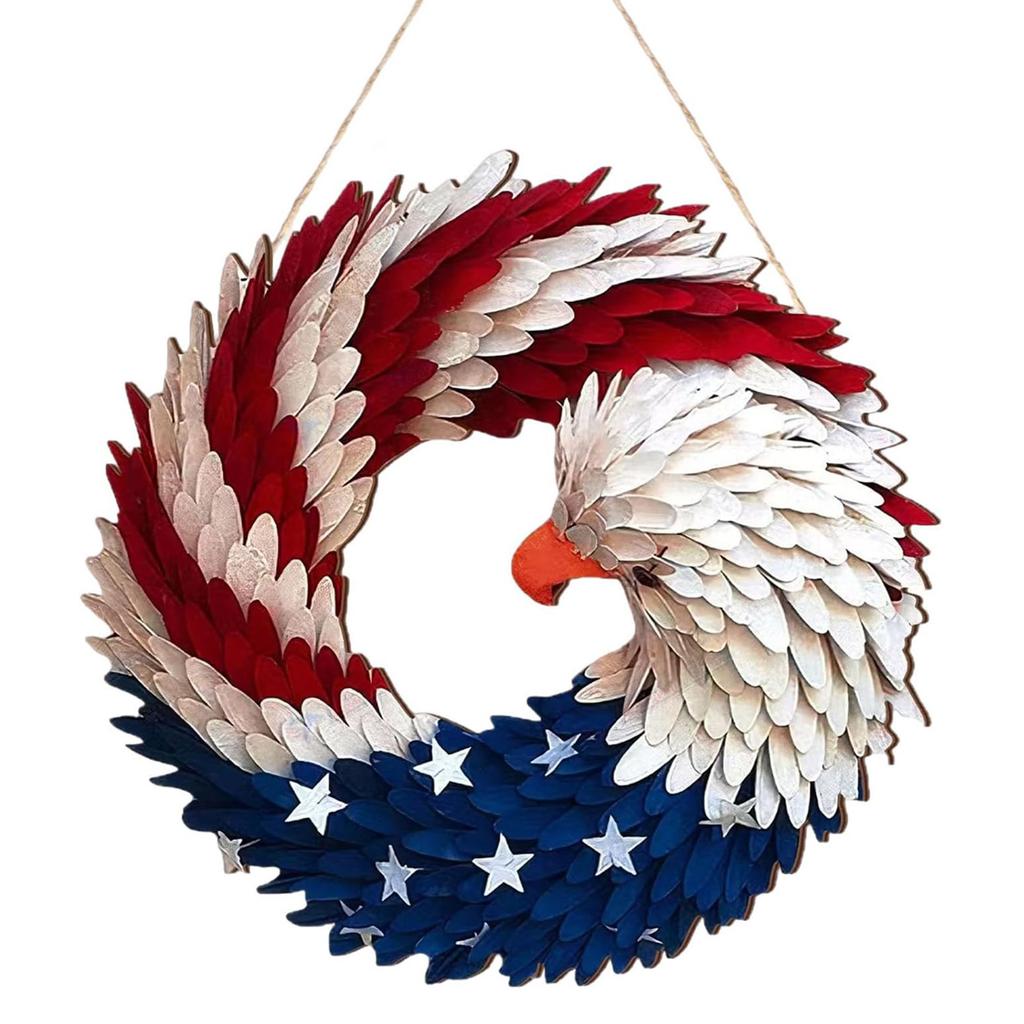 American Eagle Flag Patriotic Wreath 2026 USA 250 Decorations 2d Memorial Day Wreath for 4th of July for Front Door Wall Decor