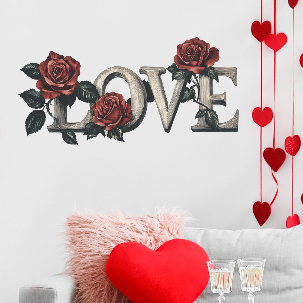Rose-shaped Stickers for Bedroom Living Room Entrance Hall Home Background and Wall Beautification