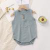 Summer Infant One-piece Clothes 0-3Y Newborn Cotton Gauze Bodysuit Baby Girl Boy Sleeveless Button Design Breathable Romper