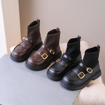 Kinderschuhe Herbst Neue Kinder Elastische Socken Stiefel Koreanische Version der Mode Mädchen Prinzessin Lederstiefel Weiche Sohlen Kinderstiefel