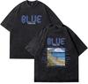 Yung Kai "Blue" Vintage Wash Lyric Print Oversized Black Graphic T-Shirt, Romantic R&B Song Streetwear