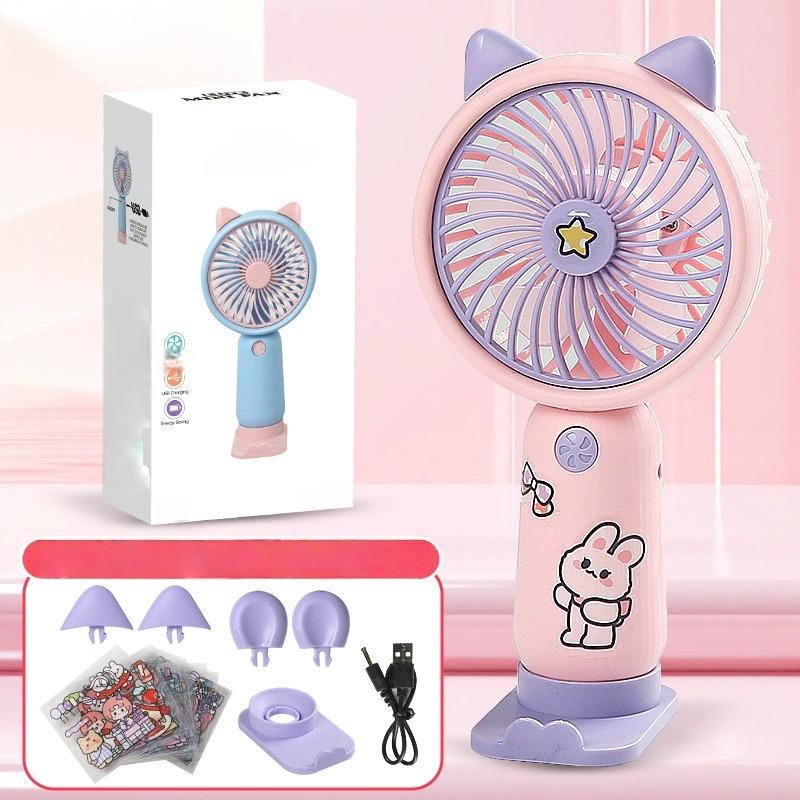 Handheld Fan Rechargeable Portable 3 Speed Mini Fan USB Small Fan with Phone Holder and Cute Sticker