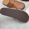 Johnature Retro Genuine Leather Flat Slippers Leisure Versatile Round Toe Soft Sole Women Outdoor Slides
