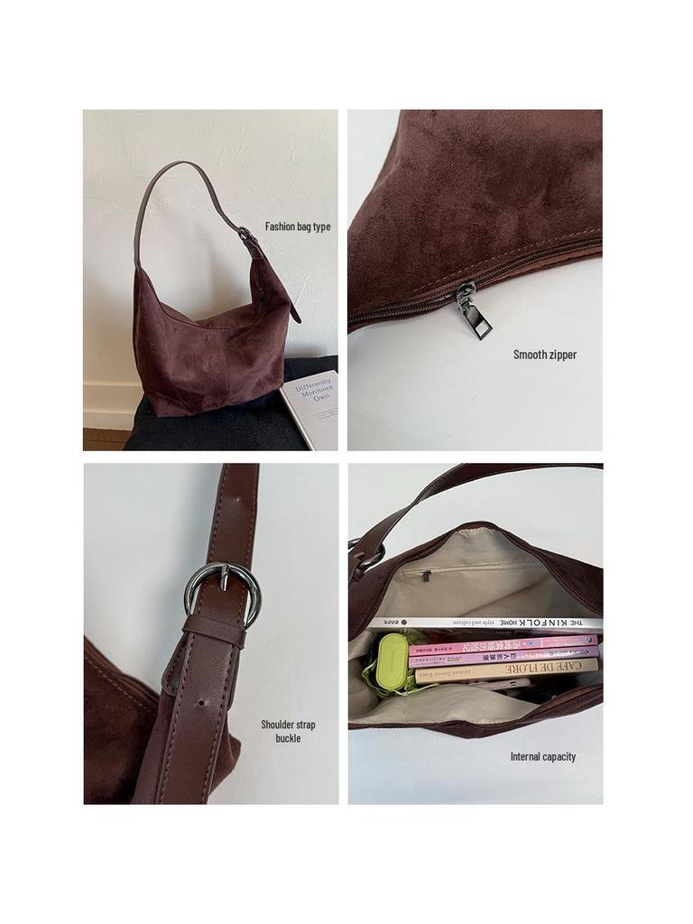 Versatile Women's Large Capacity Suede Tote & Shoulder Bag