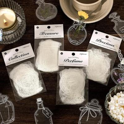 20 Pcs Transparent Glass Bottle Stickers Adhesive Diy Diary Album Scrapbooking Junk Journal Supplies Handmade Craft Supplies