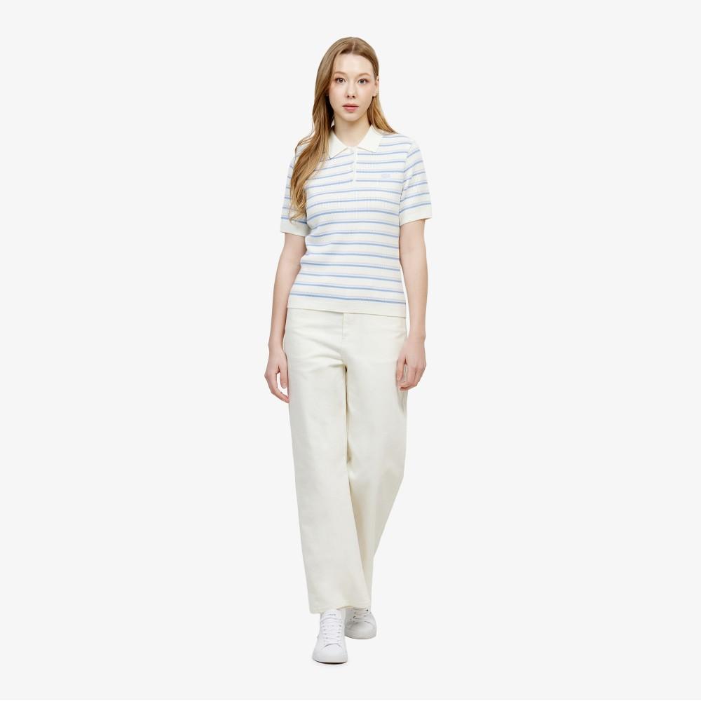Lacoste Women's Striped Sweater Polo Shirt PF710E-56GAEY