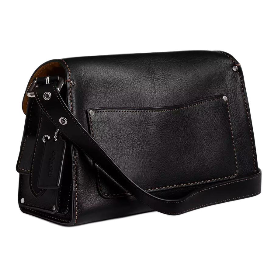 Coach Cargo Soft Tabby 26 Silver Metal Logo Snap Closure Natural Grain Leather Motorcycle Bag Shoulder Handbag Medium Women handbags Black CU124-LHBLK