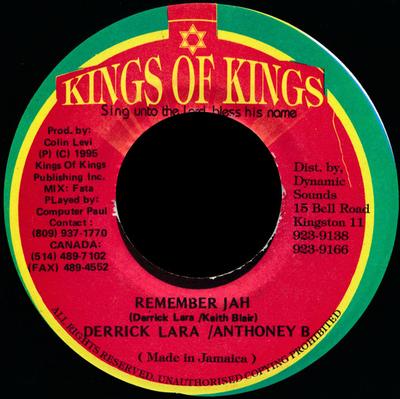 7inch Record DERRICK LARA / ANTHONY B - Remember Jah NONE Kings Of Kings 1995 Jamaica Reggae, Ska & Dub Used