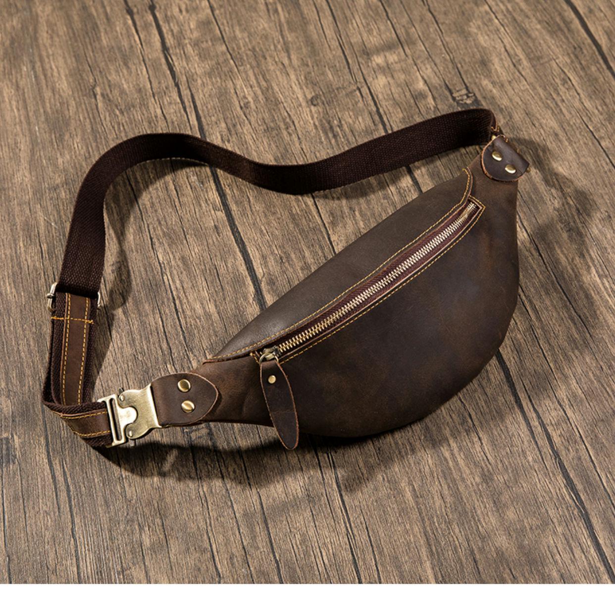 

Сумка на пояс Lostu Vintage Crazy Horse Leather для мужчин - модная сумка через плечо из натуральной кожи в европейском и американском стиле