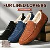 Mocassins d'hiver pour hommes doublés de polaire en daim doux antidérapants chauds à enfiler chaussures plates décontractées