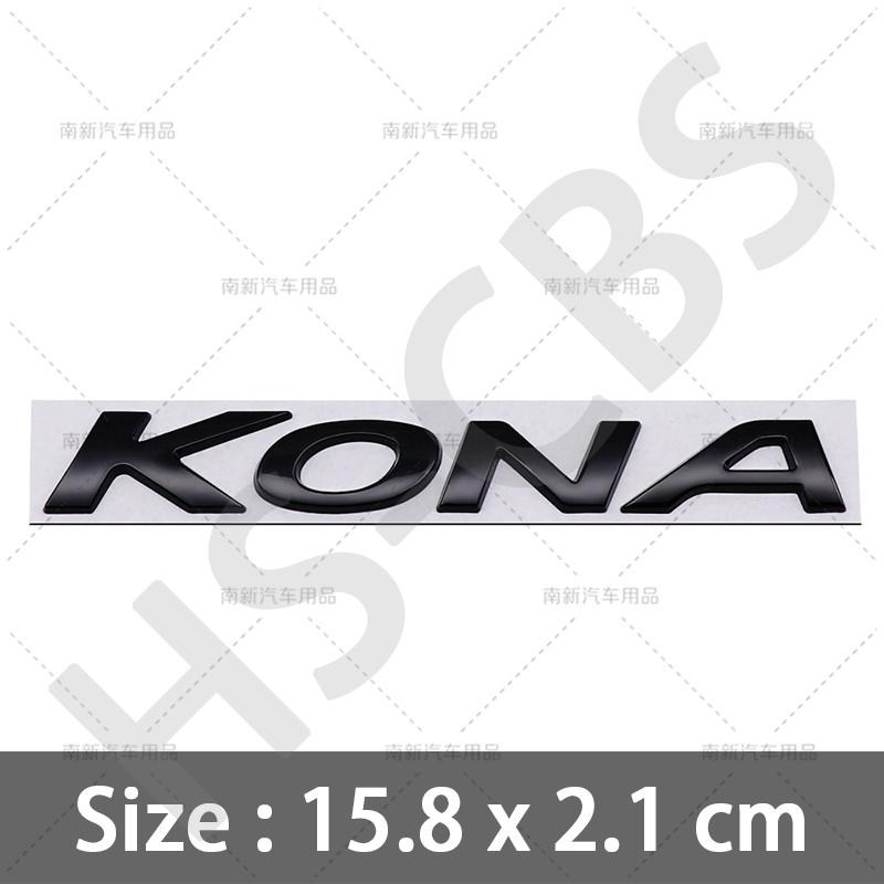 3D Chrome Metal Kona Letter Logo Rear Trunk Emblem Car Stickers Auto Fender Decals Tailgate Stickers Car Accessories Decoration