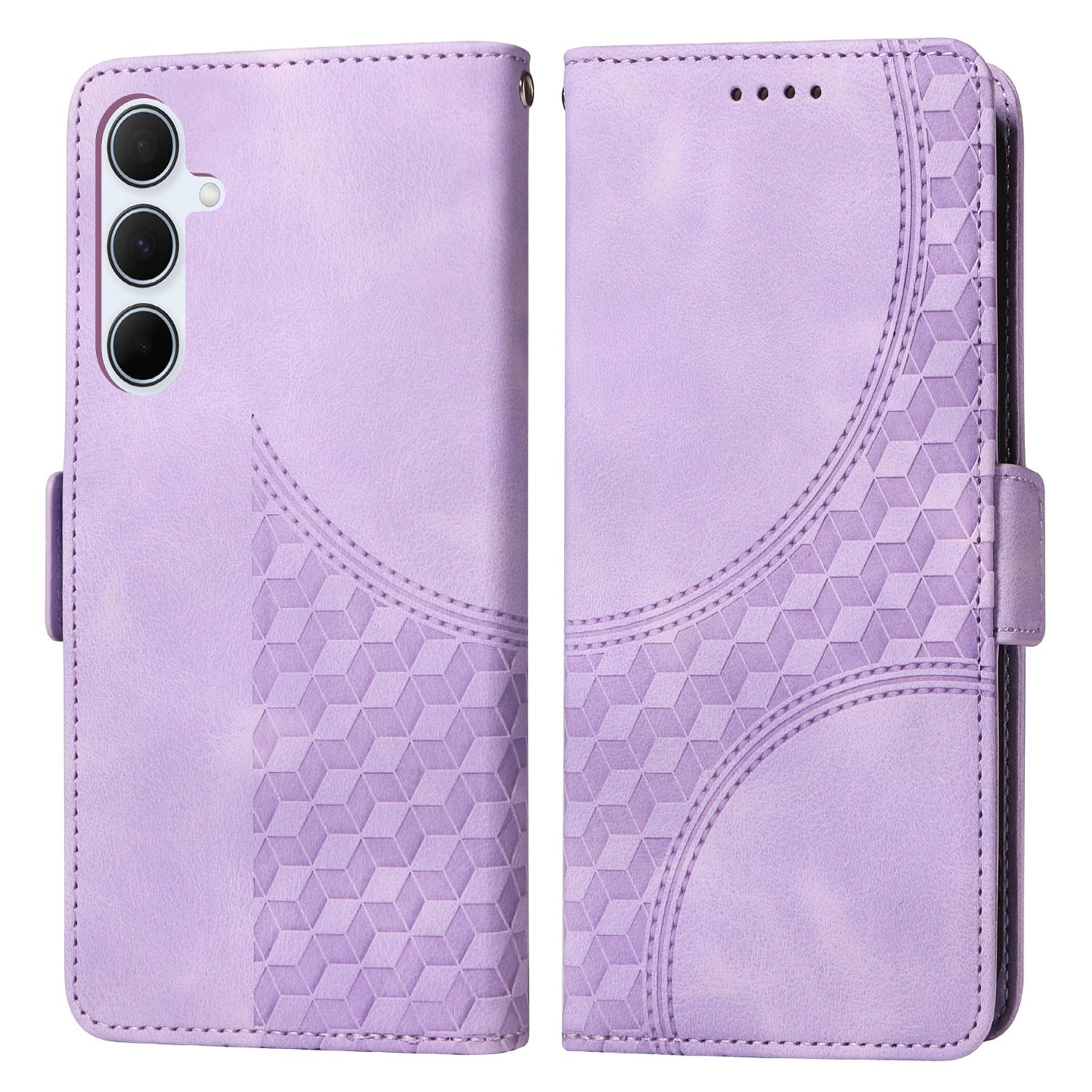 

For Samsung Galaxy A36 5G Case PU Leather Phone Cover Rhombus Starry Imprinted Purple