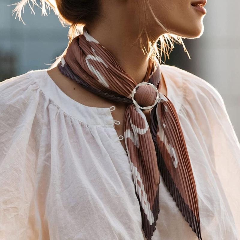 Silk Scarf Ring Clip T-Shirt Tie Wrap Holder Brooch Women Scarves Clasp Waist Buckle Fashion Metal Ring for Shirt Clothing Decor
