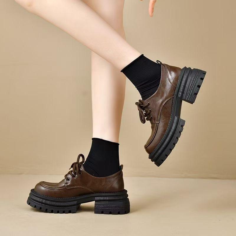 Fashion versatile and comfortable skirt women's single shoes spring and summer new British style small leather shoes women