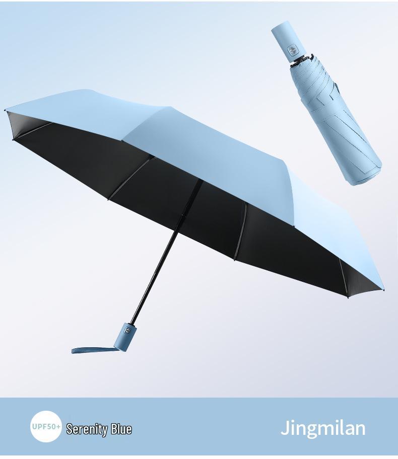 Compact Windproof Dual-Use Black Umbrella: UV Sunshade for Men & Women
