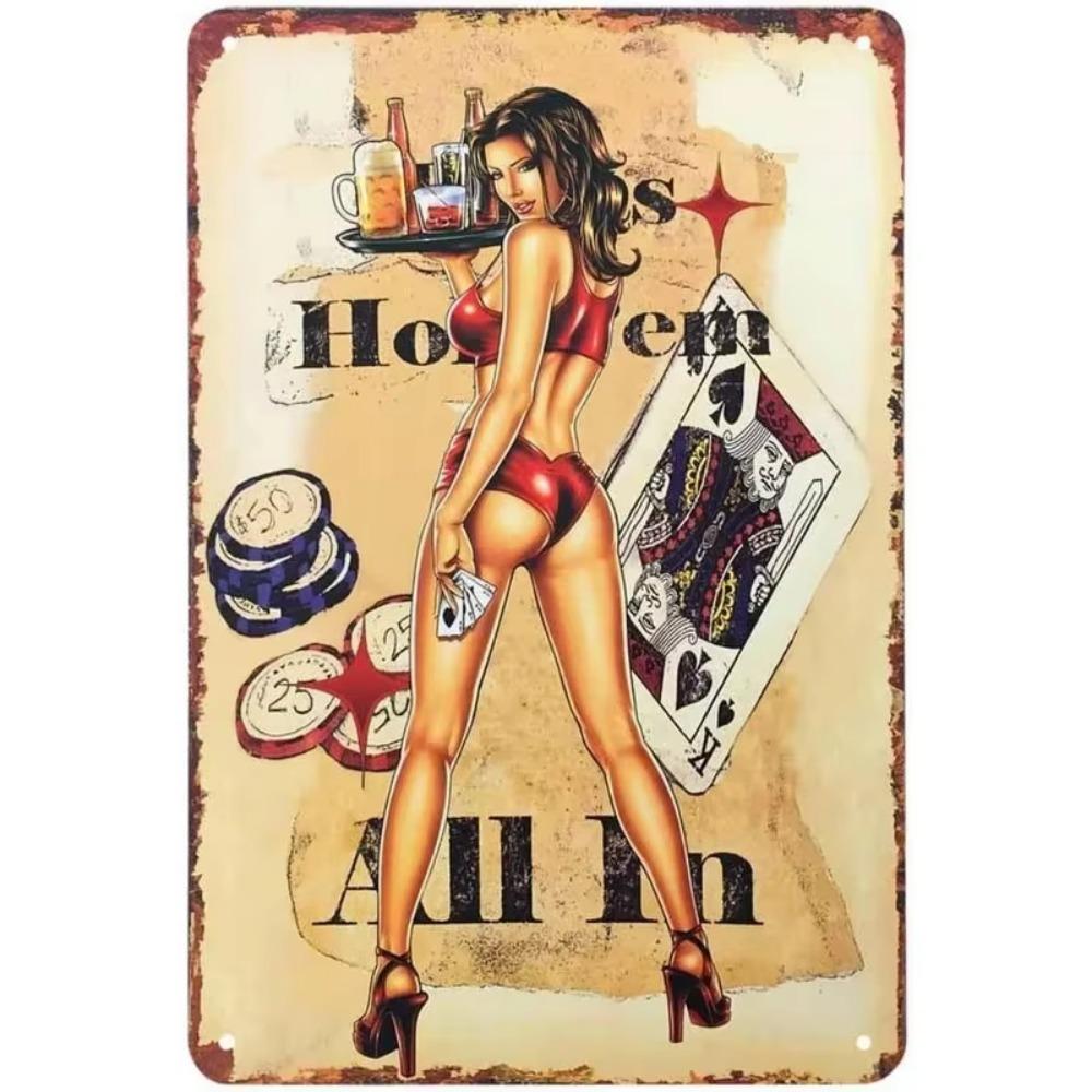 Vintage Plåtskyltar Väggaffischer Plakett Sexiga Kvinnor Järnmålning Dekoration för Mank Cave Café Garage Klubb Bar