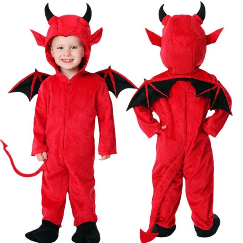 Halloween Devil Costume Kids Role Play Bat Vampire Stage Performance Outfit