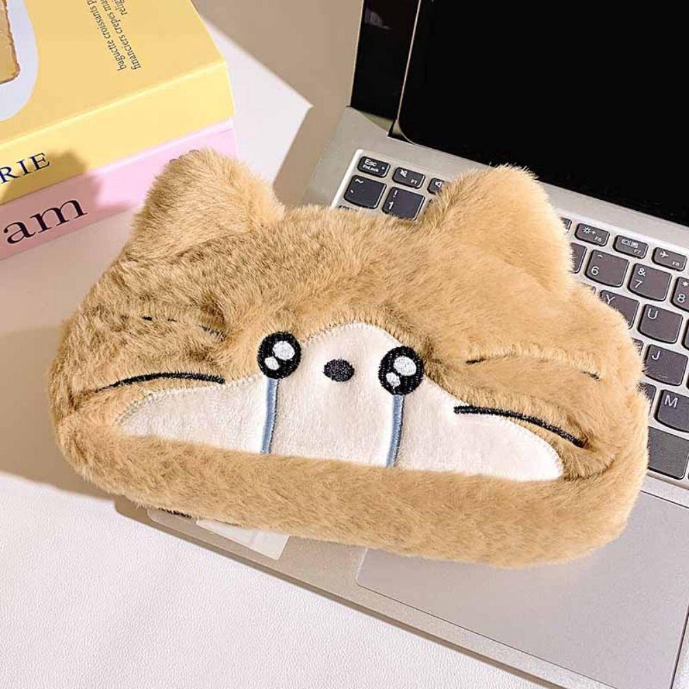 Funny Cat Plush Cat Pencil Case Kawaii Stationery Storage Bag Trendy Cat Pencil Pouch  Student Use