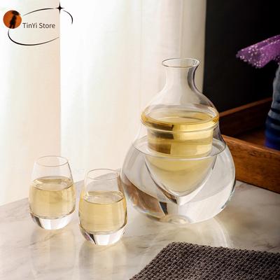 Transparentes kreatives japanisches Sake-Krug-Set, pfauenblaue Weingläser, Kristall-Sake-Topf-Tassen-Set, Flagon-Schnapsglas-Spender