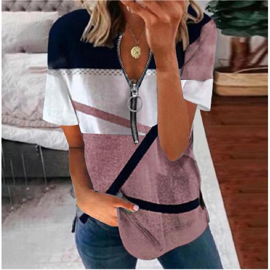 Travel New Women'S Retro Printed Shirt Casual Spring And Summer Breathable Cool Sexy Daily Date Short Sleeved T-Shirt Top