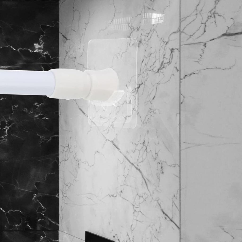 Wandmontierter Teleskopstangenhaken Tragbarer Haken ohne Bohren Schlafzimmer Haushalt Duschvorhang Befestigungshalterung Vorhangstange Hängeclip