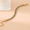 Trend Personality Stainless Steel Gold Color Shining Brightly Double-row Zircon Inlay Adjustable Bracelet for Women Jewelry Gift