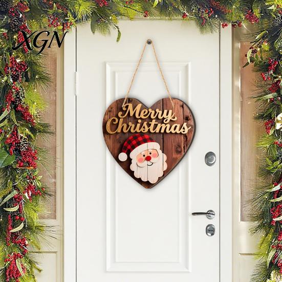 Warm Atmosphere Wall Art Decor Christmas Wooden Pendant, Decorative Reindeer/Santa Claus/Gnome Pattern Hanging Sign, Welcome Sign with Weather
