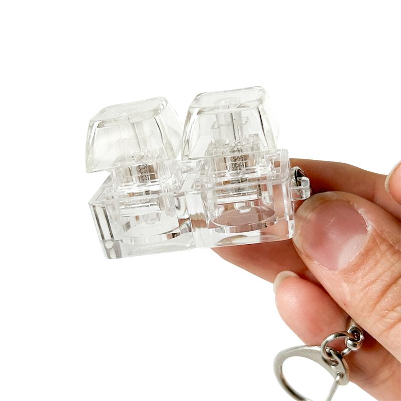 Transparente 1/4 Tasten Mechanische Tastatur Tester LED Tastatur Tasten Spielzeug Stressabbau DIY Knopf Tastenkappe Schlüsselanhänger Spielzeug