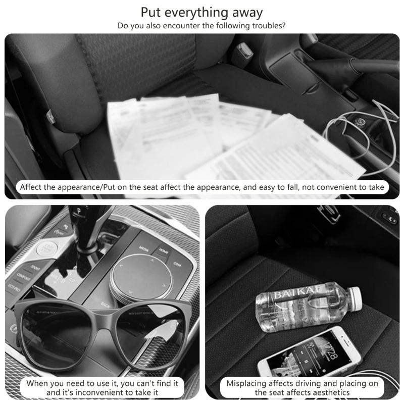 Car Sunshade Organize with Multiple Pocket net Sunglass & Card Storage Vehicle Sunshade Case Bag PU Leather Purse
