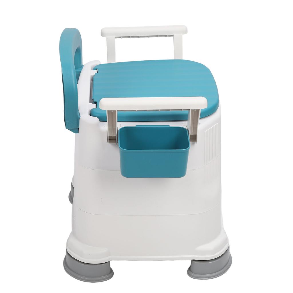 WC Portatile Bracciolo Staccabile Regolabile in Altezza Antiscivolo Sedile in PU Sedia Comoda da Comodino per Anziani Blu