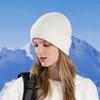 Winter Unisex Hat Knitted Thick Stretchy Piled Hat Solid Color Ear Warm Daily Wear Cap Outdoor Skiing Skating Headwea
