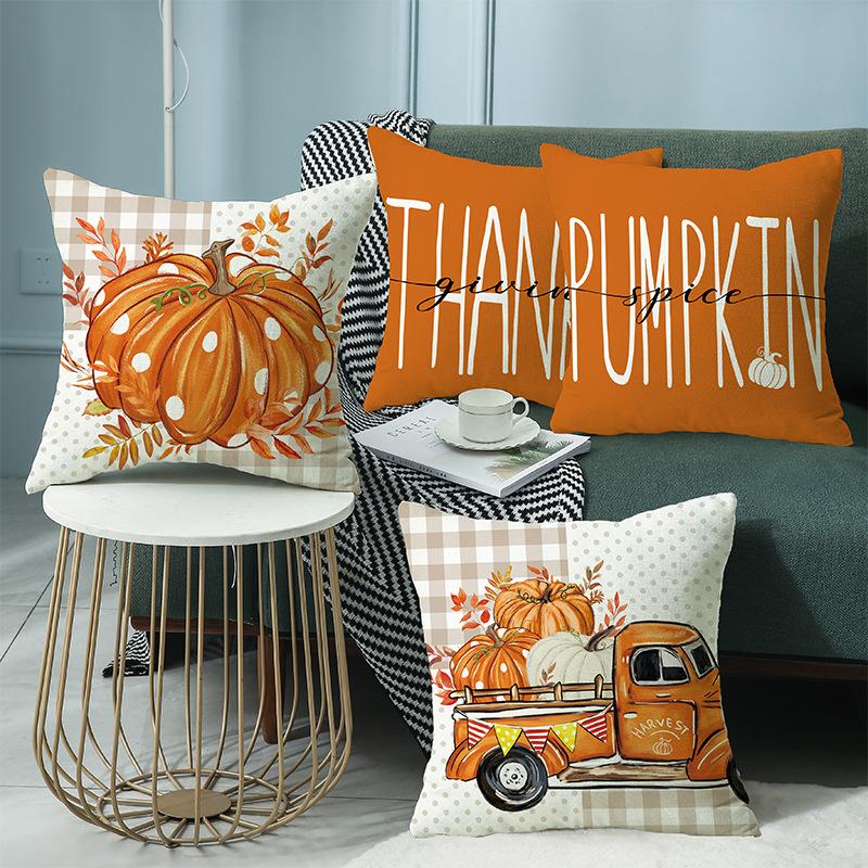 Herbst Bedruckt Ins Style Nachttischkissen Kissen B&B Wohnzimmer Sofa Buchstaben Kürbis Auto Kissenbezug