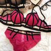 Set di biancheria intima da donna con fasciatura classica Set di reggiseno push up vuoto in pizzo sexy Lingerie di marca Reggiseni rosa romantici con mutandine in rete