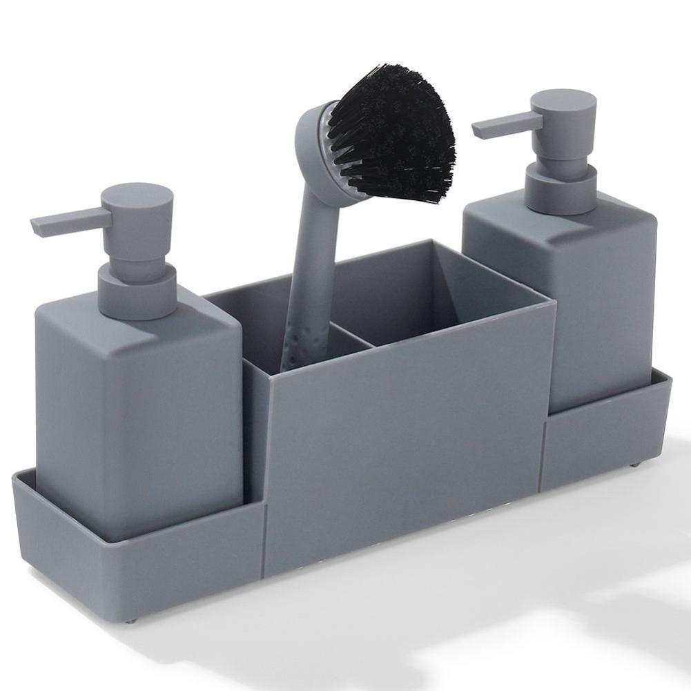 350ml Dispenser Sink Organizer Set Kitchen Sink Caddy серый
