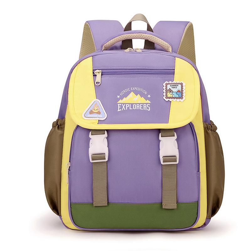 

Контрастный цвет Детский рюкзак Большой вместимости Школьный рюкзак для студентов фиолетовый