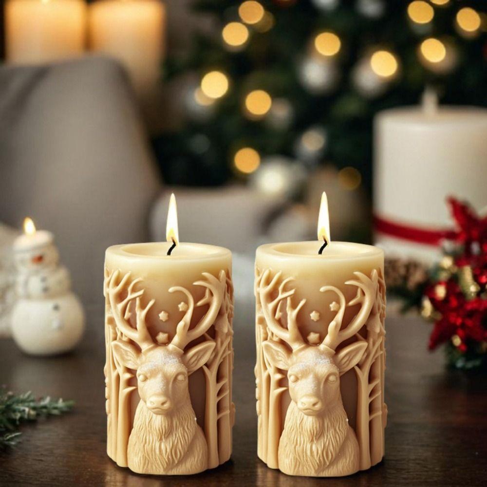 Silicone Soap Making Mold Elk Plaster Mold Christmas Candle Mold  Festival Decorations