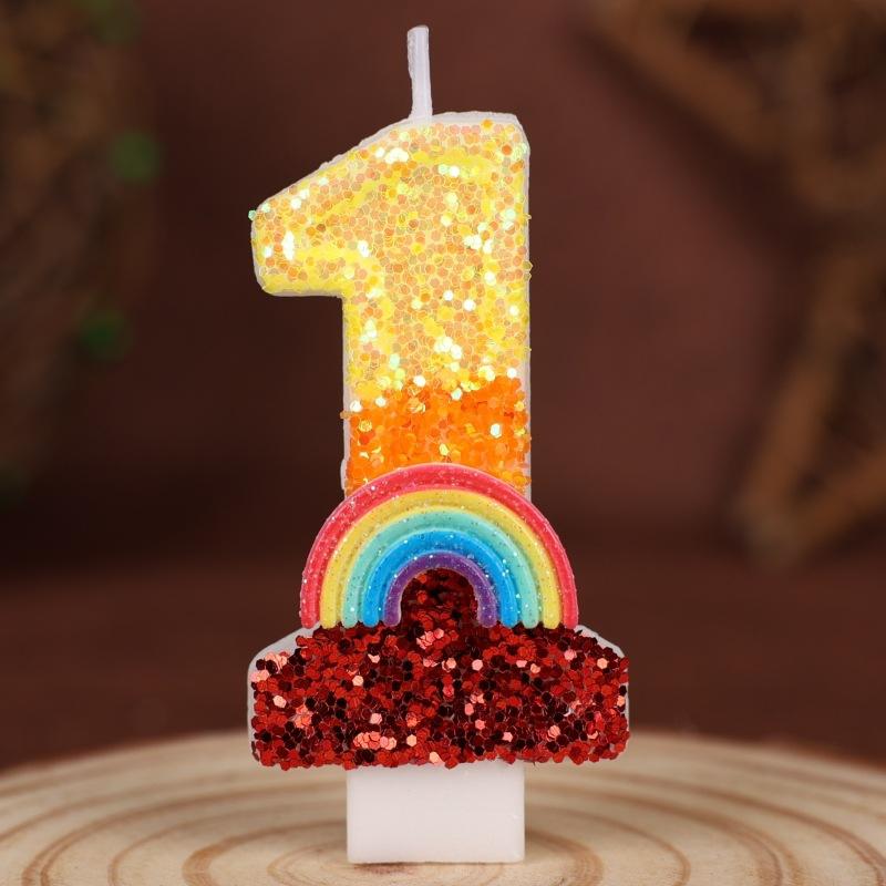 Hope Rainbow Numbers Birthday Candle Cake Party Decoration Birthday Handmade Candles 0-9
