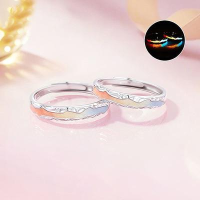 Leuchtende Regenbogen Partnerringe Offene Ringe für Damen Herren Verstellbare Partnerringe Schmuck Geschenk