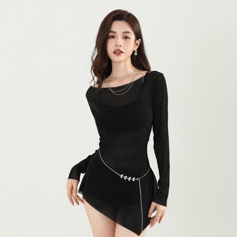 

Женский сказочный купальный костюм-тройка: Купальник для горячих источников с длинным рукавом, сексуальный, закрывающий живот M