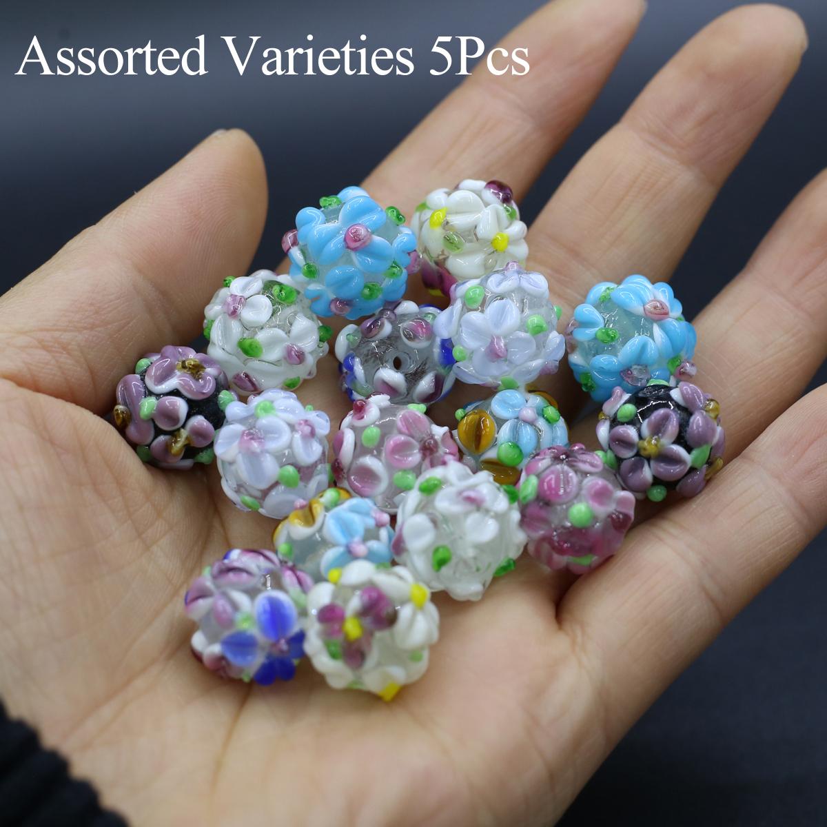 

5 шт., Лэмпворк стеклянные бусины ручной работы, Бохо цветные сферические бусины, Рассыпные бусины для изготовления ювелирных изделий, DIY поделок, Уникальные праздничные подарки, 14×14 мм 5Pcs/14×14mm разноцветный