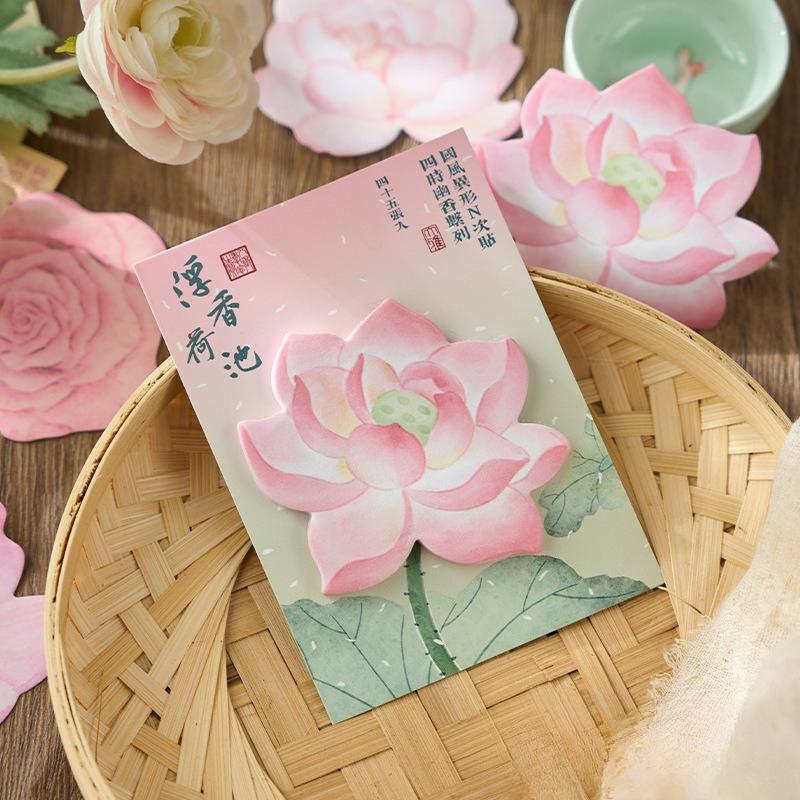 

1pcs Romantic Pink Lotus Sticky Notes Multi-functional Daily Message Clock Memo Pad Student Notes Stationery Notebooks