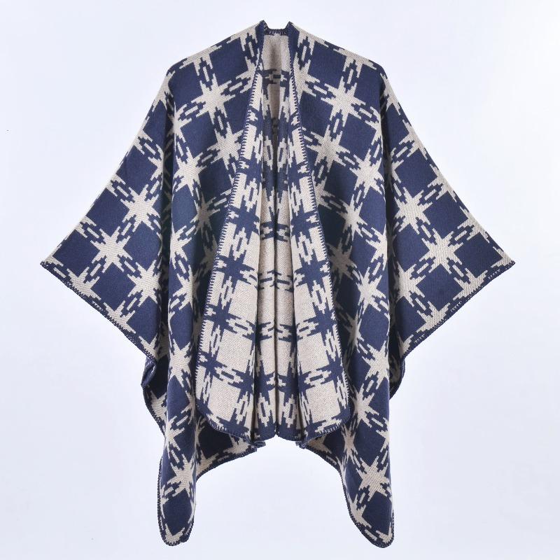 New Imitation Cashmere Women's Shawl Warm Split Cape Travel Four Seasons Double-sided Outer Scarf Cape