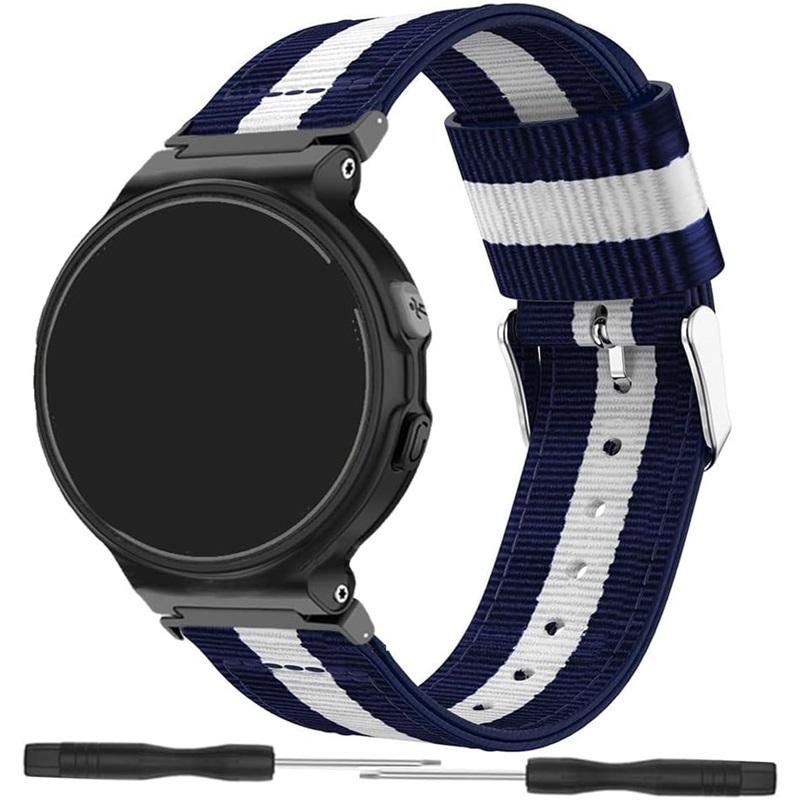 Nylon Strap for Garmin Forerunner 235 735 230 220 630 620 Stripe Stitching Color Watch Band for Approach S20 S6 Wriststrap Bracelet Metal Connectors