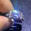 2026 Gift Four Claw Inlaid Cubic Zirconia Ring Elegant Bride Wedding Fashion High-end Geometric Banquet Zircon Wholesale