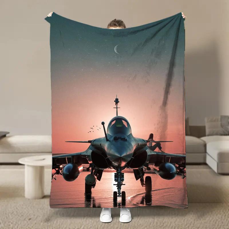 Warm Soft Vintage Planes Print Blanket Fluffy Children and Adults Sofa Plush Bedspread Picnic Throw Blanket for Sofa Bed Gifts