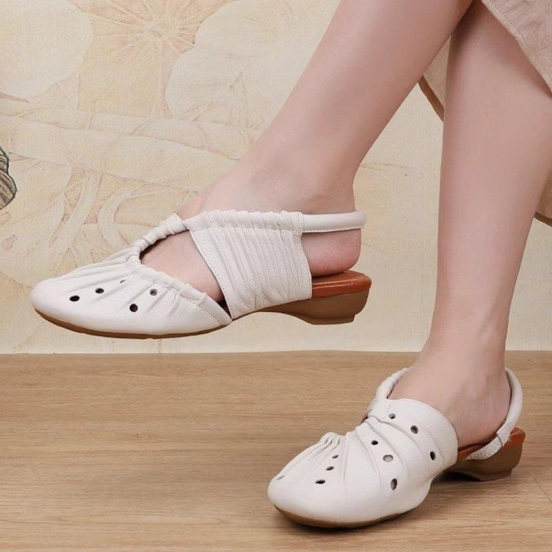 Women Heeled Sandals  Loafers Shoes Woman Slippers 2025 Brand Slingback Shallow Dress Summer Designer Soft Leather Pumps